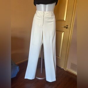 Rafella High-Waist Wide-Leg Cream Trousers.